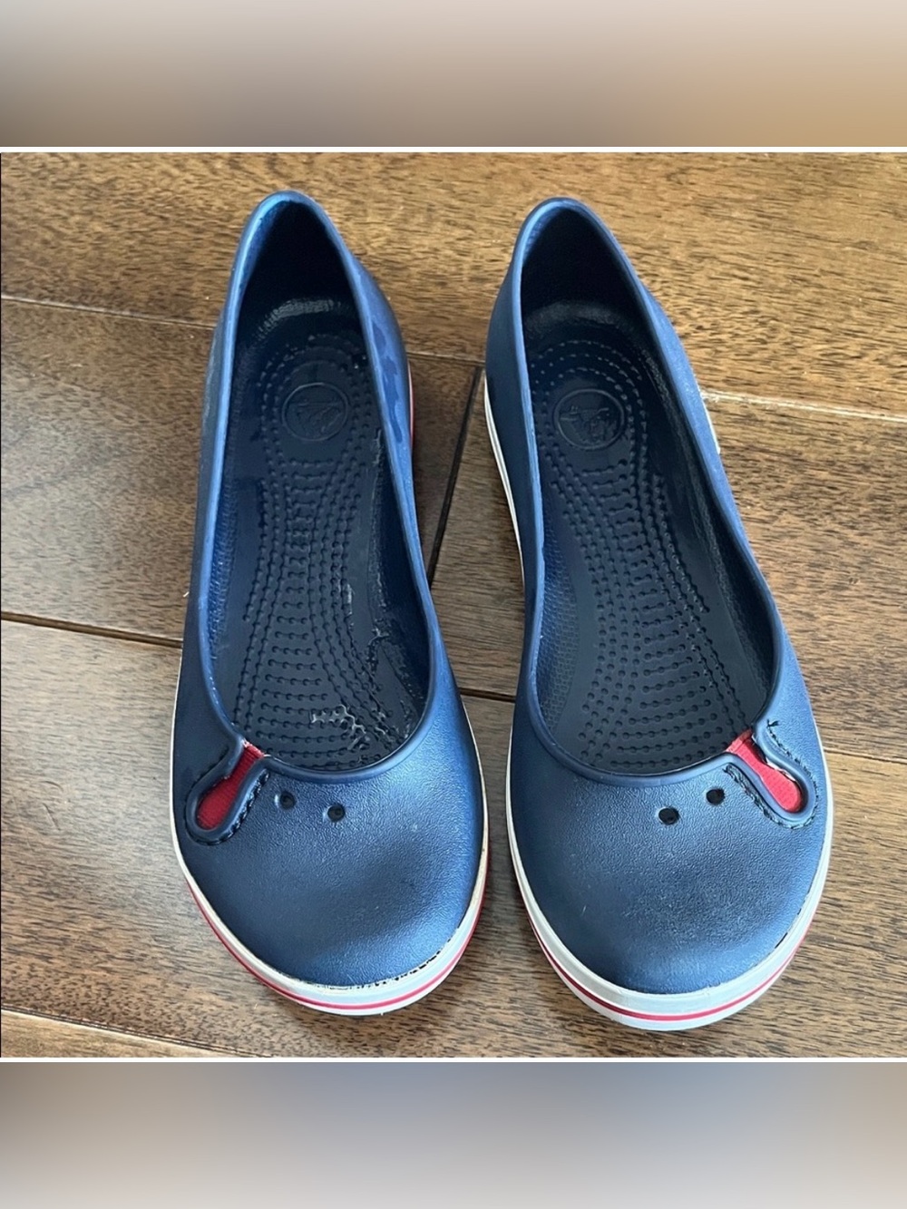 CROCS Navy and Red Slip-On Ballet Flats